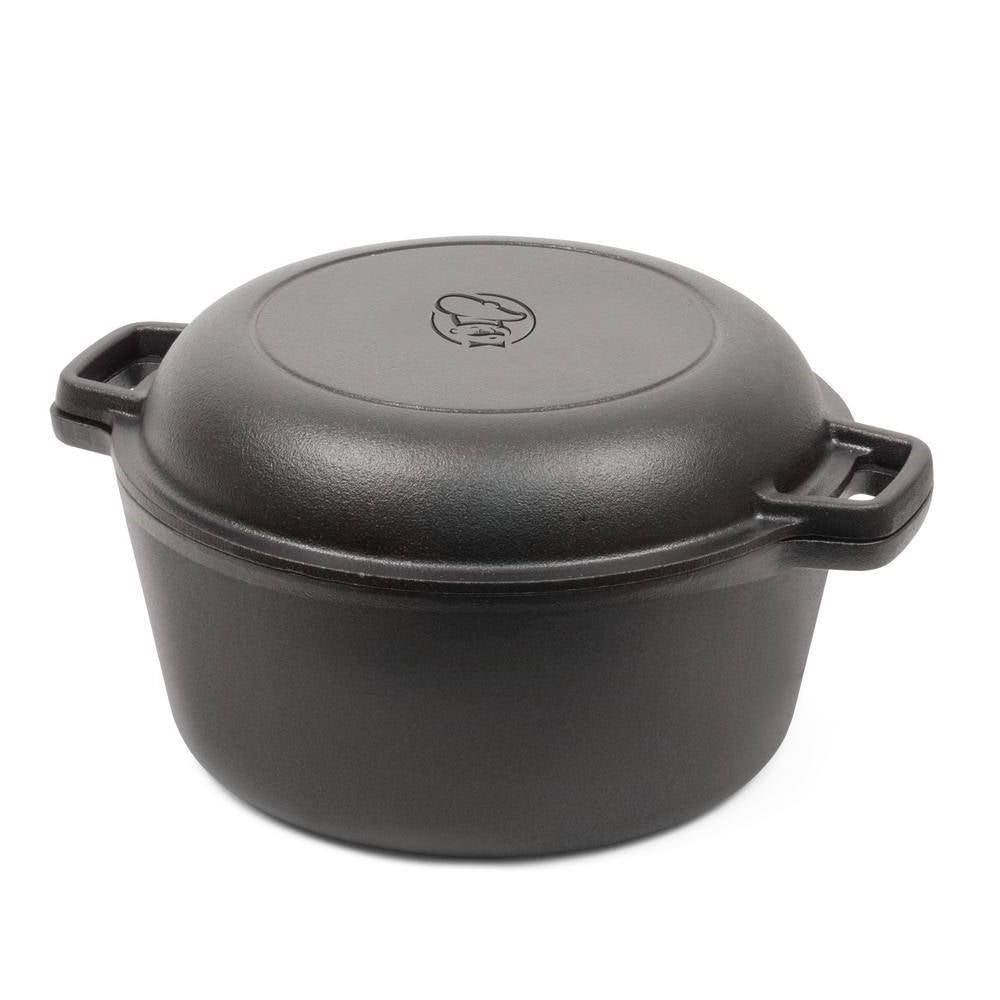Cast Iron 5-Quart Pre-Seasoned Dutch Oven with 2-in-1 Skillet Lid 10.25-inch